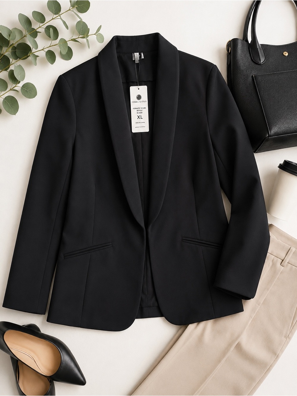 NWT Yogalicious Formatic Scuba Bentley Blazer Black XL Stretch Career Jacket